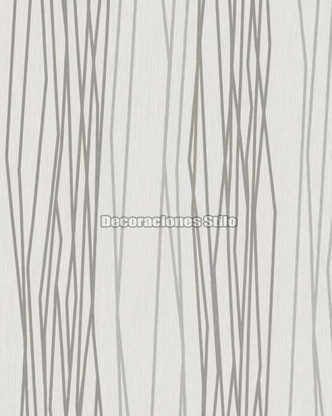 DU504C110 - Papel Pintado Vinílico Blanco, Gris y Plateado de Rayado
