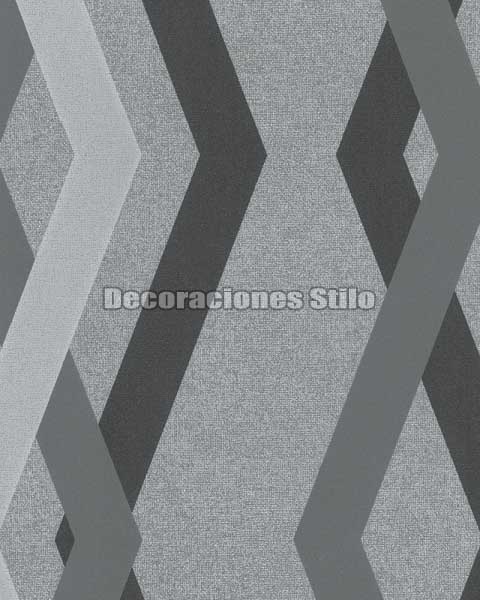 ED773C0 - Papel Pintado Vinílico Gris y Negro de Geométrico