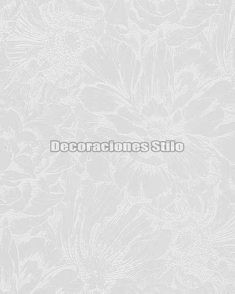 ED822C0 - Papel Pintado Vinílico Gris y Blanco de Flores