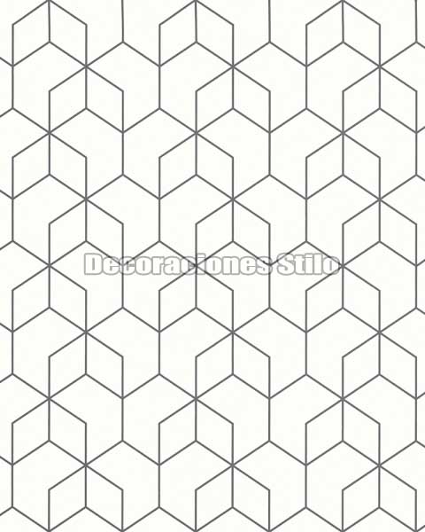 EX674C340 - Papel Pintado Vinílico Blanco y Negro de Geometrico