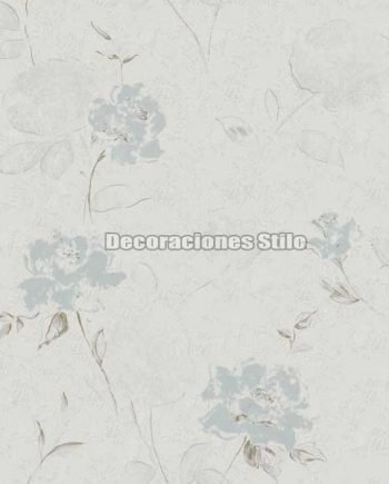 GLA661C820 - Papel Pintado Vinílico Blanco, Roto y Azul Estampado