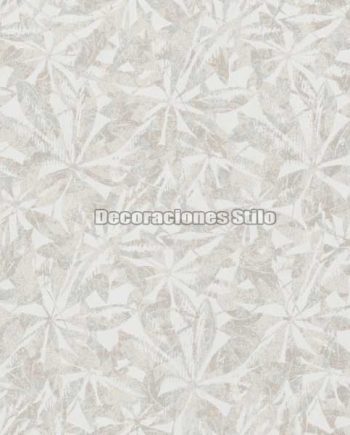 GLA675C840 - Papel Pintado Vinílico Blanco y Beige Flores
