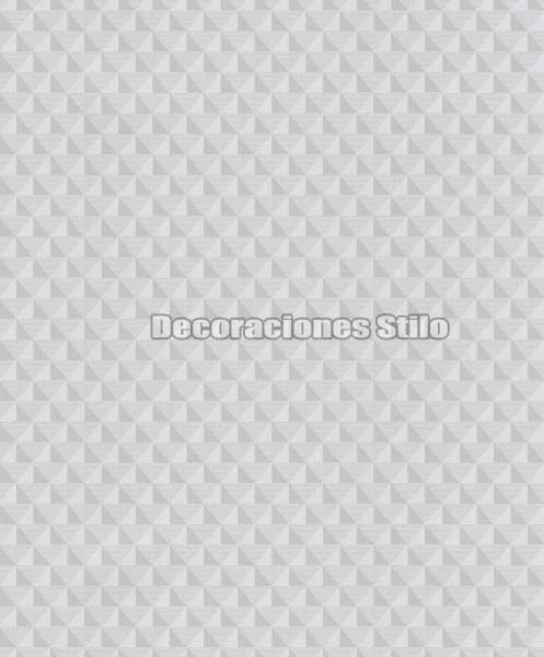 MER731C02 - Papel Pintado Blanco y Gris Triangulo