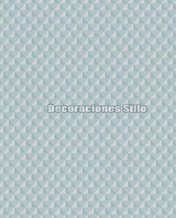 MER731C03 - Papel Pintado Turquesa y Blanco Triangulo