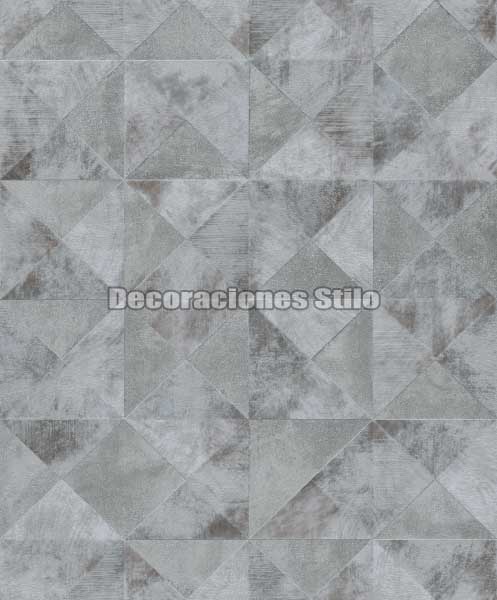 NEO 330C01 - Papel Pintado Vinílico Gris y Plateado Geometrico