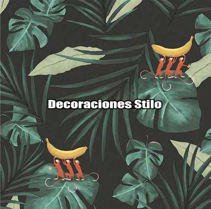 DSBAT153H3074 - Papel Pintado Tropical Multicolor y Negro Animales