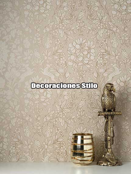 DSARCHM16LU86 - Papel Pintado Beige - Flores, hojas y animales - Flores