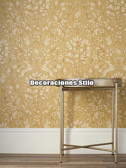 DSARCHM16LU89 - Papel Pintado Amarillo, Beige y - Flores, hojas y animales - Flores