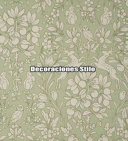 DSARCHM16LU88 - Papel Pintado Verde, Blanco y - Flores, hojas y animales - Flores