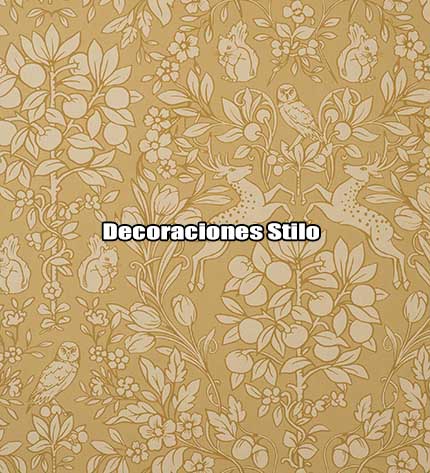 DSARCHM16LU89 - Papel Pintado Amarillo, Beige y - Flores, hojas y animales - Flores
