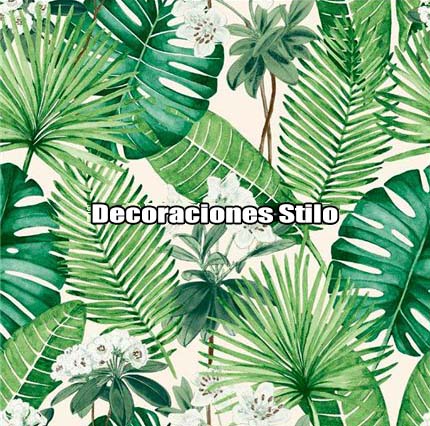 DSARU812L8 - Papel Pintado Flores Verde, Marron y Blanco Hueso