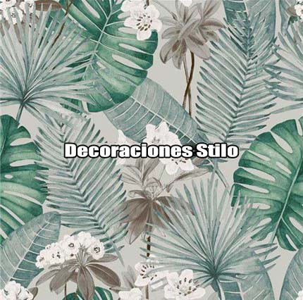 DSARU812L9 - Papel Pintado Flores Beige, Verde y Marron