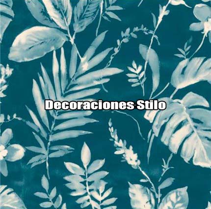 DSARU814L1 - Papel Pintado Hojas Blanco Hueso y Azul