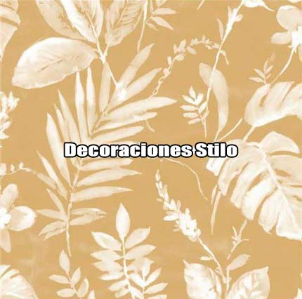 DSARU814L2 - Papel Pintado Hojas Blanco Hueso y Amarillo