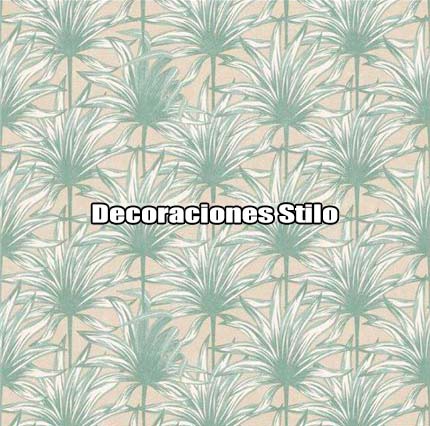 DSARU816L3 - Papel Pintado Hojas Verde, Blanco Hueso y Beige