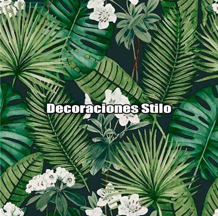DSARU819L6 - Papel Pintado Flores Blanco Roto, Verde, Marron y Negro