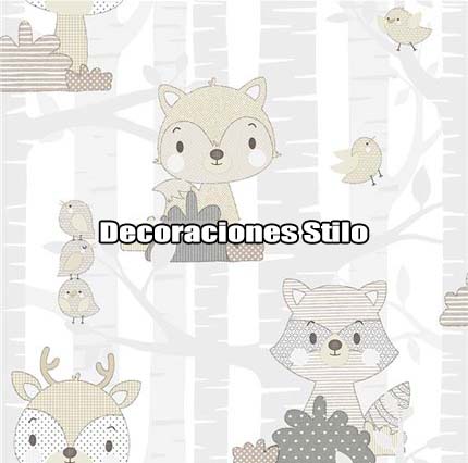 DSBAB161I3010 - Papel Pintado Hojas Blanco Roto, Beige, Gris y Blanco Hueso