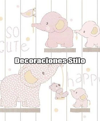 DSBAB161I3022 - Papel Pintado Infantil Rosa, Beige, Marron y Blanco Hueso Corazones