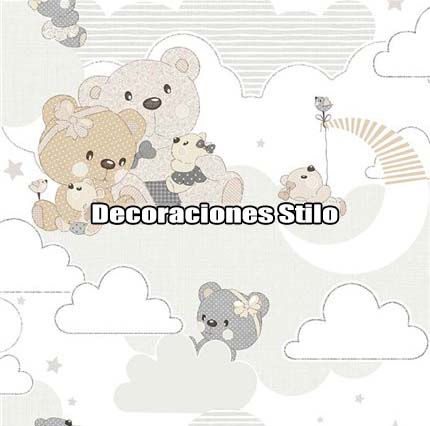 DSBAB161I3036 - Papel Pintado Hojas Beige, Gris y Blanco Hueso