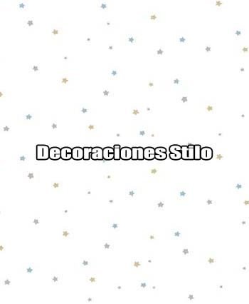 DSBAB161I3046 - Papel Pintado Infantil Azul, Marron, Dorado y Blanco Hueso Circulos