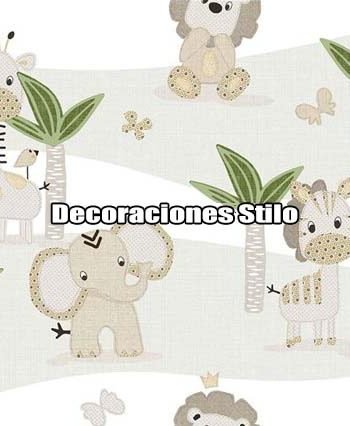 DSBAB161I3048 - Papel Pintado Hojas Beige, Verde y Blanco Hueso