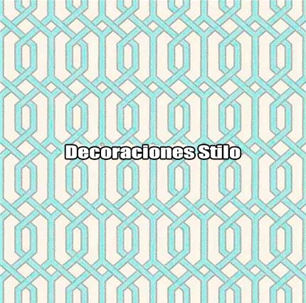 DSBEX220L013 - Papel Pintado Adamascado Azul, Dorado y Blanco Hueso