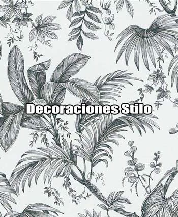 DSBAH181C0 - Papel Pintado Hojas Negro, Marron y Blanco Roto