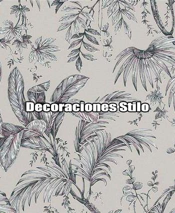 DSBAH182C0 - Papel Pintado Hojas Blanco Roto, Marron, Rosa y Beige