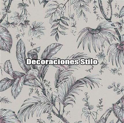 DSBAH182C0 - Papel Pintado Hojas Blanco Roto, Marron, Rosa y Beige