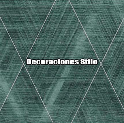 DSBOS388D242 - Papel Pintado Geométrico Plateado, Blanco Roto y Verde