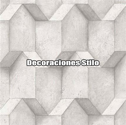 DSBOS388D274 - Papel Pintado Geométrico Gris y Blanco Roto