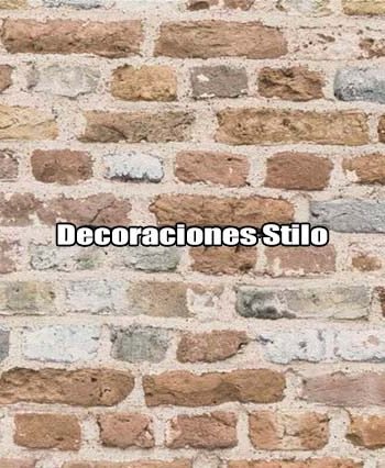 DSBOS388D293 - Papel Pintado Imitaciones Marron y Beige Ladrillo
