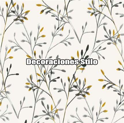 DSELI880C2 - Papel Pintado Hojas Gris, Negro, Dorado y Blanco Roto