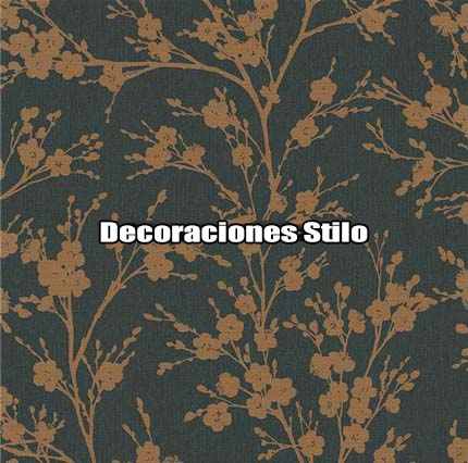 DSETE125C0 - Papel Pintado Hojas Metalizado y Negro Ramas