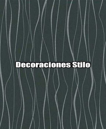 DSETE134C0 - Papel Pintado Geométrico Plateado y Negro Ondas