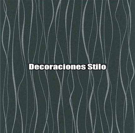 DSETE134C0 - Papel Pintado Geométrico Plateado y Negro Ondas