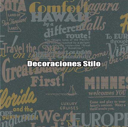 DSETE153C0 - Papel Pintado Original Marron, Dorado y Negro Letras