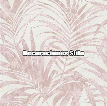 DSETE370C - Papel Pintado Hojas Rosa y Blanco Roto