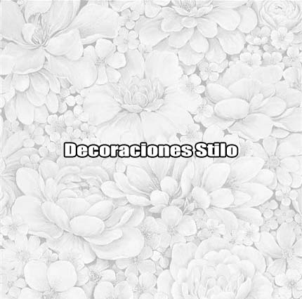DSETE395C2 - Papel Pintado Flores Blanco Roto y Gris