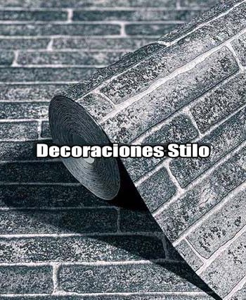 DSETE842C2 - Papel Pintado Imitaciones Gris y Marron Ladrillo