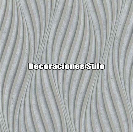 DSEXC426C1 - Papel Pintado Geométrico Plateado y Gris Ondas