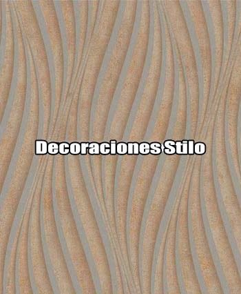 DSEXC426C2 - Papel Pintado Geométrico Marron, Plateado y Rojo Ondas