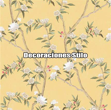DSHAN190L03 - Papel Pintado Flores Blanco Roto, Beige y Rosa