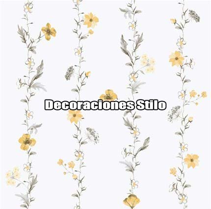 DSHAN190L22 - Papel Pintado Flores Gris, Marron, Beige y Blanco Roto