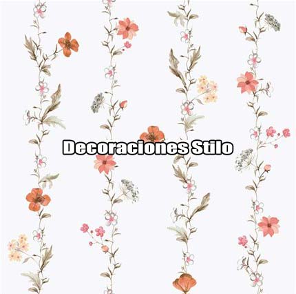DSHAN190L23 - Papel Pintado Flores Multicolor y Blanco Roto