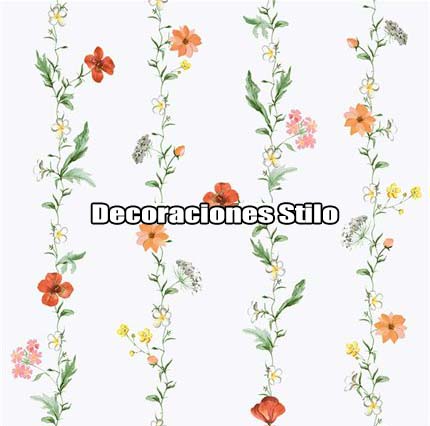 DSHAN190L24 - Papel Pintado Flores Multicolor y Blanco Roto