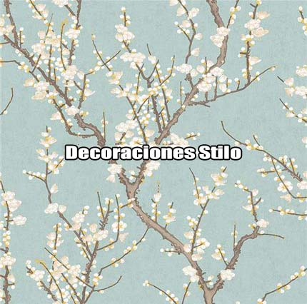 DSHAN190L31 - Papel Pintado Flores Blanco Roto, Amarillo y Beige