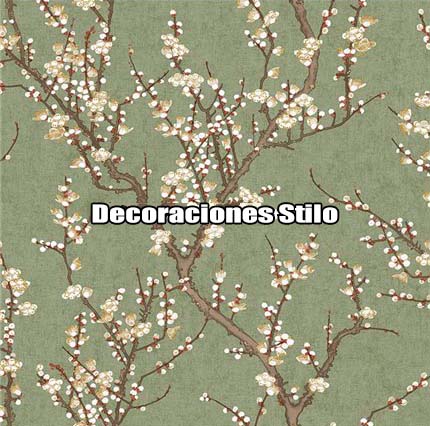 DSHAN190L34 - Papel Pintado Flores Blanco Roto, Beige y Rojo