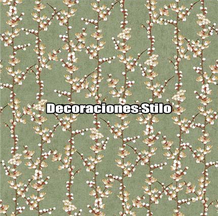 DSHAN190L44 - Papel Pintado Flores Blanco Roto, Beige y Rojo