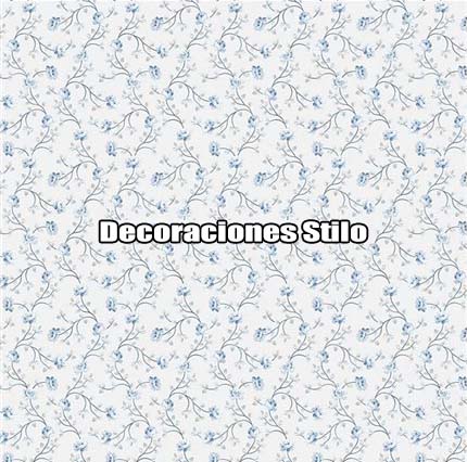 DSHAN190L52 - Papel Pintado Flores Azul, Marron y Blanco Roto